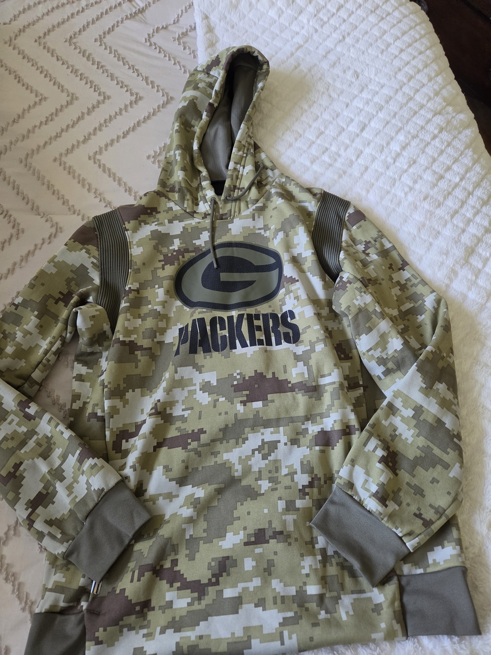 Green Bay Packers Camo Pullover Hooded Sweatshirt - Olive/Brown